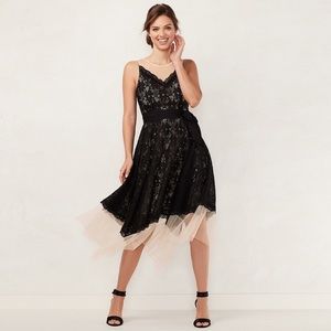 Lace Handkerchief Hem Midi Dress